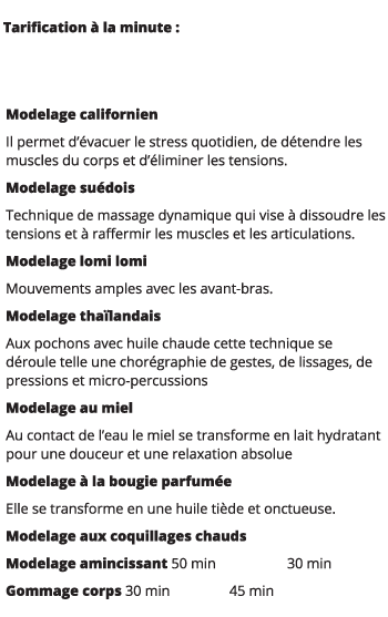 tarification massages